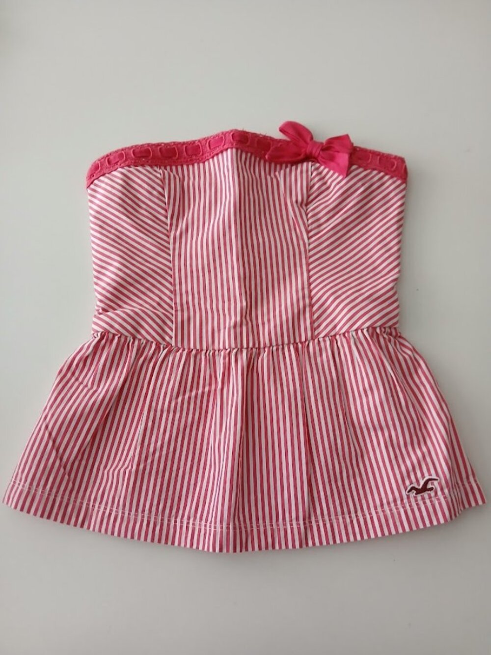 Hollister Red & White Cotton Peplum Bustier- size S